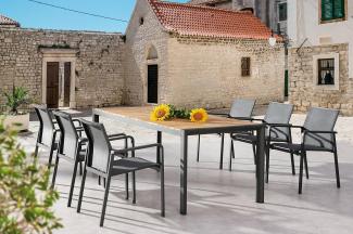 7tlg. Dining Set Stapelsessel Rhodos und Tisch Paros