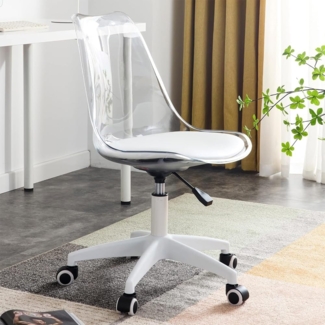 Shally Dogan Schreibtischstuhl aus Polypropylen mit 5 um 360° drehbaren Rollen, ergonomischer Sessel mit gepolstertem Sitz aus Schaumstoff mit hoher Dichte, ideal für Schlafzimmer, Büro, Zuhause