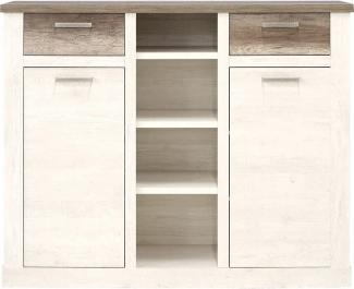 Highboard Durio 4 Pinie weiß 160x128x41 cm Schrank Wohnzimmerschrank