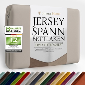 Strauss Home Spannbettlaken Premium, Gummizug: Rundumgummi, 150gr/m2 Premium Jersey 100% Baumwolle