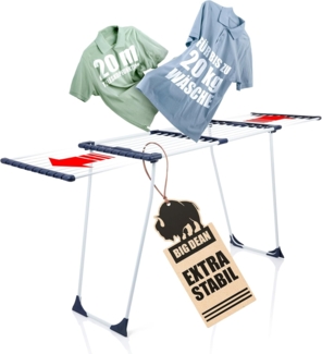 BigDean Teleskop Wäscheständer mit Rollen ausziehbar 20m - TÜV Rheinland Wäschetrockner Flügelwäschetrockner Flügelwäscheständer für Kleidung