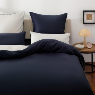 Blumtal Premium Duvet Cover Set 120 - Extra Soft Microfibre 135x200 cm & 80x80 cm Fluffy and Soft Bedding, Luxury Bed Covers, from Single to Superking Size Dark Ocean Blue/Moonlight Grey