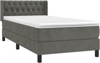 vidaXL Boxspringbett mit Matratze Dunkelgrau 90x190 cm Samt 3131112