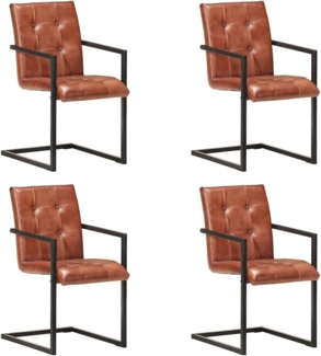 vidaXL Freischwinger 4 Stk. Braun Echtleder 3059815