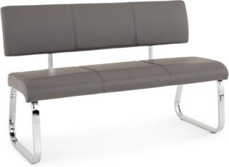 IDIMEX Essbank VILAS, Essbank mit Rückenlehne gepolstert für 3 Personen, Kunstleder grau
