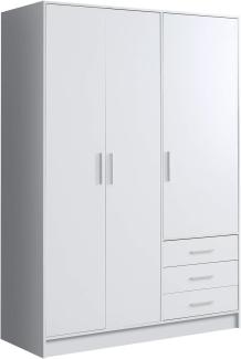 Möbel-Eins JAMI Kleiderschrank 3-trg mit 3 Schubkästen, Material Dekorspanplatte sandeichefarbig/weiss