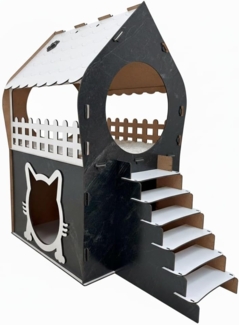 Jungengel Katzenliege Katzenhaus XL 66cm Katzennest Katzenhöhle Katzenbett Indoor, Bis 5kg, Einfacher Aufbau, 5x Designs, Robust & Langlebig, 100% Holz
