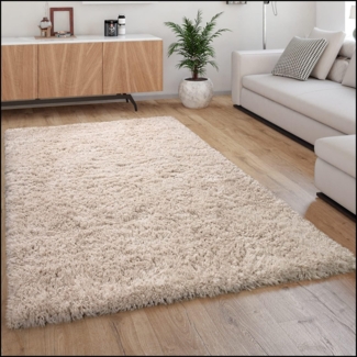 Paco Home Hochflor-Teppich Milano 861, rechteckig, Höhe: 74 mm, Uni-Farben, Flokati-Optik, weich und kuschelig