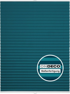 ondeco Plissee Klemmfix auf Maß für alle Fenster innen, ohne Bohren, Montage Klemmträger Sonnenschutz Sichtschutz Rollo Blickdicht - Petrol - B): 51-60 cm, H): 101-150 cm