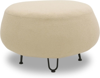 DOMO. collection Outdoor Polsterhocker Langeroog, wetterfester Hocker, rund mit Metallfüßen, Gartensofa, Gartenmöbel, Outdoor-Möbel, 78 x 78 x 46 cm (BxTxH), beige