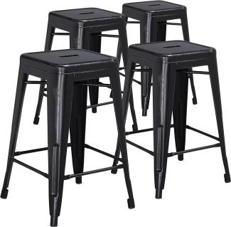 Flash Furniture Kommerzielle Qualität, 61 cm hoch, rückenfrei, Metall, für Innen-und Außenbereich, 4 Stück, Kunststoff, Eisen, Schwarz, 4er-Set