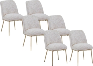 Vente-unique - 6er-Set Stühle aus Stoff und vergoldetem Metall - Creme - DYLORA