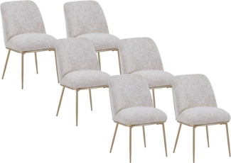 Vente-unique - 6er-Set Stühle aus Stoff und vergoldetem Metall - Creme - DYLORA