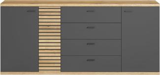 Sideboard Norris in grau und Eiche Evoke 186 cm