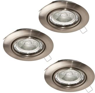 Eglo 34015 3er Set LED Einbauleuchte MAZUBY nickel-matt Ø8,7cm