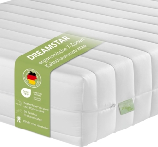 DREAMSTAR Easy Flex | ergonische 7-Zonen Kaltschaummatratze | Öko-Tex Zertifiziert | Härtegrad 2 und 3 (H2 & H3) | Rollmatratze 21 cm | Made in EU I 120x200 cm