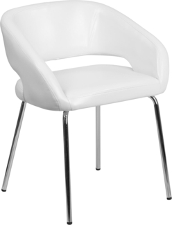 Flash Furniture Fusion Series LeatherSoft Gepolsterter Side Reception Chair Retro Gepolsterter Loungesessel für Wohnzimmer oder Büro, Weiß