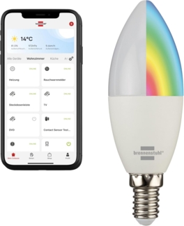Brennenstuhl LED-Leuchtmittel Connect WiFi SB 400, E14, Farbwechsler, SmartHome-fähig, mit Timer
