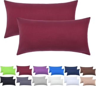 NatureMark 2er Pack Jersey Kissenbezug Kissenhülle Kissenbezüge Seitenschläferkissen Nackenkissen viele Größen und Farben ÖKO-TEX (40 x 80 cm, Bordeaux rot)