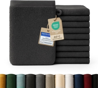 Blumtal Waschhandschuh 10er Set aus Frottee 15x20 cm - weich und saugstark, (Set), mit modischer Bordüre und praktischer Aufhängeschlaufe, 100% Baumwolle