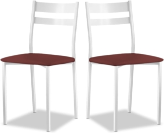 ASTIMESA Küchenstuhl aus Metall mit offener Rückenlehne, Bordeaux, 43 x 45 x 40 cm