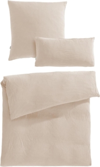Pure Label Musselin Bettwäsche 155x220 cm mit einem Kissenbezug 80x80 cm und einem Kissenbezug 40x80 cm aus 100% Baumwolle - Traumhaft weiche, kuschelige Bettwäsche-Sets in beige