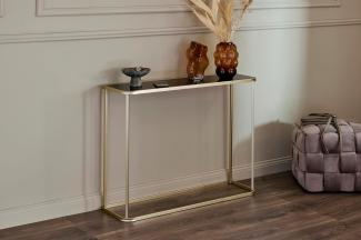 Jahnke Circo Console Konsole, Engineered Wood, Schwarzglas/Goldfarben, One Size