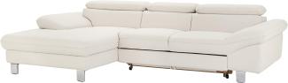 Mivano Ecksofa Driver mit Recamiere links, Ledercouch mit Bettfunktion und Bettkasten / Inkl. verstellbare Kopfstützen, 268 x 73 x 169, Kunstleder, Weiß