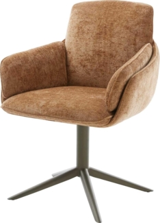 Drehstuhl Luan-Flex mit Armlehnen Chenille Rost Fußkreuz Effektfinish Titan 360° drehbar Wippfunktion