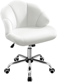 Yaheetech Homeoffice Stuhl, Schminkstuhl, Schreibtischstuhl höhenverstellbar Drehstuhl, Bürosessel in Muschelform, Bürostuhl mit Rollen, Samtstuhl bis 136 kg Belastbar Weiß