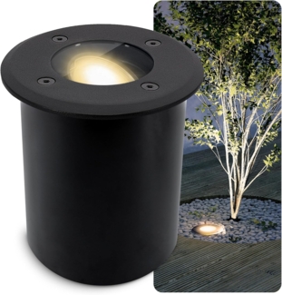 SSC-LUXon LED Gartenstrahler JUAVI LED Bodeneinbaustrahler schwarz mit GU10 6W warmweiß, Warmweiß