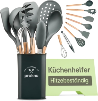 Praknu Kochbesteck-Set Silikon Küchenutensilien Set – 8 - teiliges Kochbesteck, (Set, 8-tlg), Küchen Accessoires Zubehör Haushalt Set & Halterung / Aufhängeschlaufe