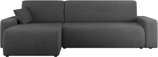 Ecksofa Pixalo L Cord mit Schlaffunktion und Bettkasten (Farbe: Poso 22)