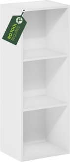 Furinno Pasir 3-stufiges Bücherregal mit offenem Regal ohne Werkzeugmontage, Weiß