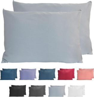 Komfortec 100% Baumwolle Kissenbezüge 2er Set 40x60 cm, Superweicher Premium Jersey Kopfkissenbezug 150 g/m², Kissenhülle, Grau