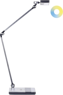 LED Schreibtischlampe LACERTA mit kabellosem Ladegerät Metall Silber