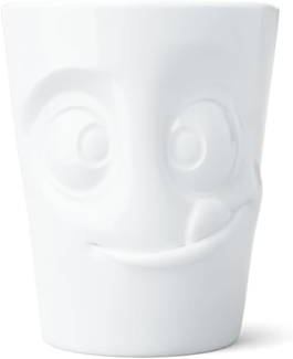 Schmunzel Henkelbecher lecker in weiß 350ml