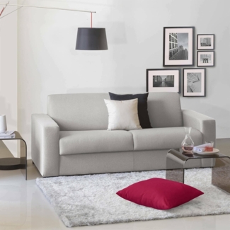 Talamo Italia - 3-Sitzer festes Sofa Elizabeth, Wohnzimmersofa aus gepolstertem Stoff, mit Standardarmlehnen, 100 % Made in Italy, 220 x 95 x 90 cm, Grau