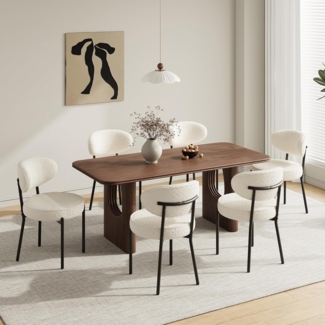 COLAMY Esszimmerstühle 6er Set mit 10 cm Sitzpolster – Moderne Polsterstühle aus kuscheligem Teddy-Stoff, mit robustem Metallgestell – Für Küche & Wohnbereich, Weiß