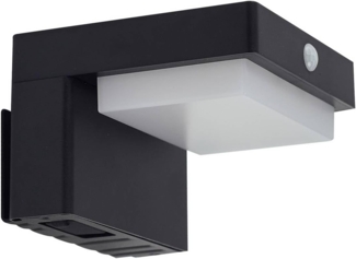 Lindby Außen-Wandleuchte Eleazar, LED, Metall, Schwarz warmweiß IP44mit Bewegungsmelder, 1x4,5 W LED, warmweiß