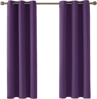Deconovo Verdunkelungsvorhang mit Ösen Thermogardinen, 160x107 cm(HöhexBreite), Dunkelviolett, 2er Set