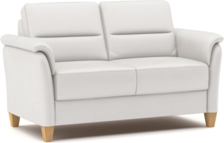 CAVADORE Leder 2er-Sofa Palera / Landhaus-Couch mit Federkern + massiven Holzfüßen / 149 x 89 x 89 / Leder Weiß