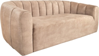 riess-ambiente 3-Sitzer BABYLON 200cm champagner beige · Retro Samt-Couch mit Ziersteppung, Einzelartikel 1 Teile, Schaumstoff-Polsterung · abgerundete Form · pflegeleicht & langlebig