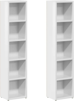 vidaXL CD-Regale 2 Stk. Hochglanz-Weiß 21x16x93,5 cm Holzwerkstoff 802702