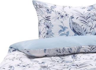 Bettwäsche-Set Blumenmuster BALLARD 135x200 cm Baumwoll-Satin Blau