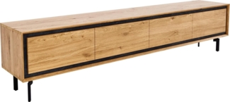 Lowboard Stonegrace 200 cm Eiche Natur 4 Türen Fuß Oval Metall Schwarz