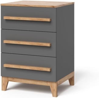 Kommode Malia Grau/Artisan 60x88 cm mit 3 Schubladen Vitalispa