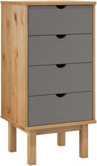 vidaXL Schubladenschrank OTTA Braun & Grau 45x39x90 cm Massivholz 348580
