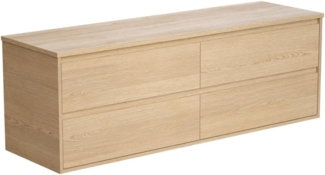 Vente-unique - Waschbeckenunterschrank hängend mit Platte - 150 cm - Eichenholzfurnier - MILIPAM