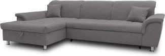 DOMO Collection Ecksofa Franzi, Couch in L-Form, Sofa, Eckcouch mit Rückenfunktion Polsterecke, Dunkelgrau, 279 x 162 x 81 cm